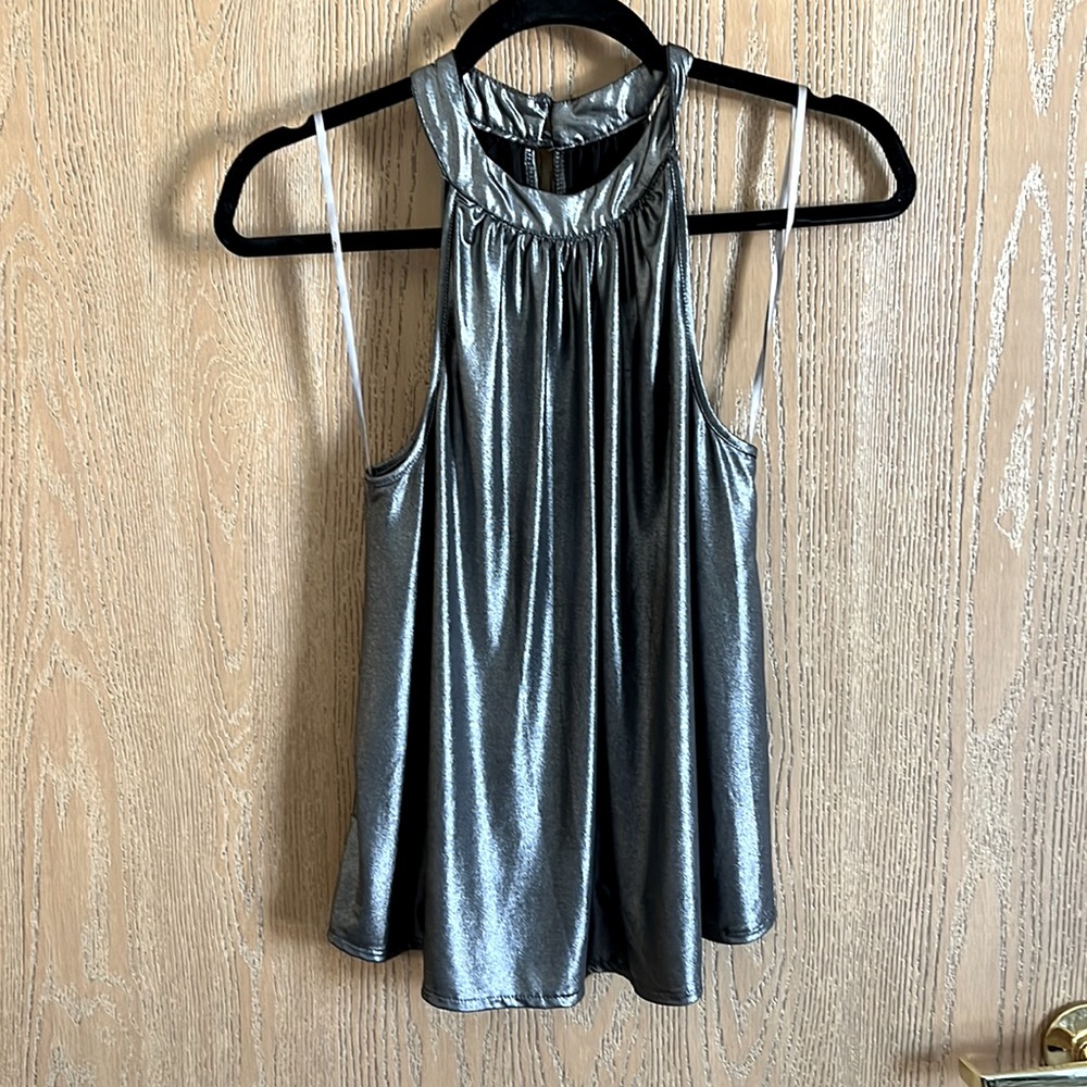 Metallic High neck tank top size small. Cute button hole closure.